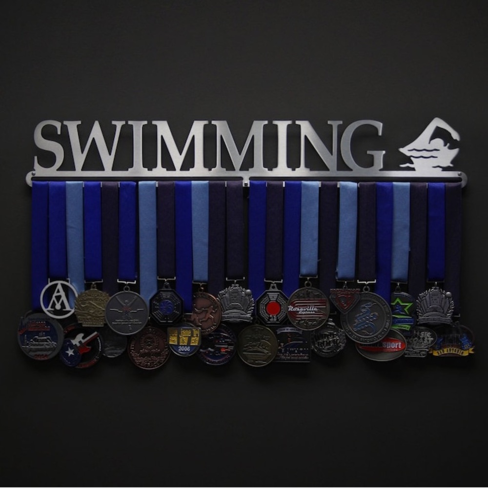 Swimming medal/ribbon hanger. Stainless steel with hardware. Two available.